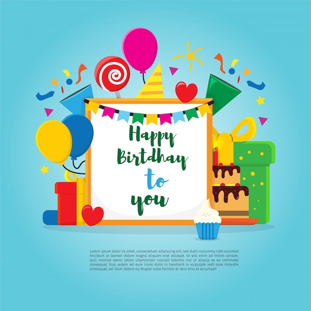 Szablon Szczęśliwy Urodziny Dla Karty Z Pozdrowieniami I Zaproszenie I Sprzedaży Transparent