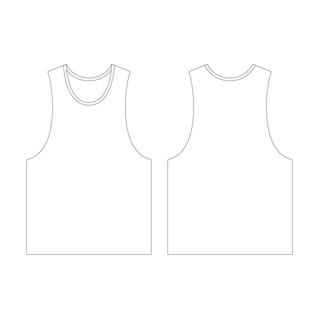 Szablon Tank Top Wyciąć Pachy Wektor Ilustracja Płaski Szkic Zarys Projektu