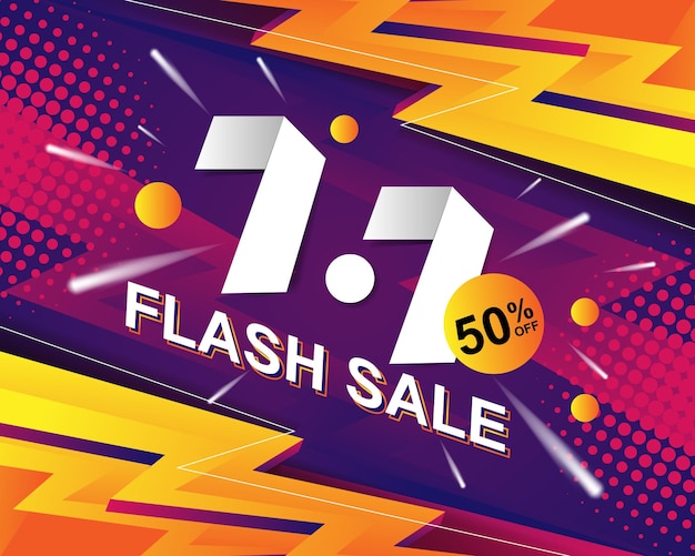 Szablon Tła Banera Flash Sale Na Wydarzenie Sprzedaży 7.7