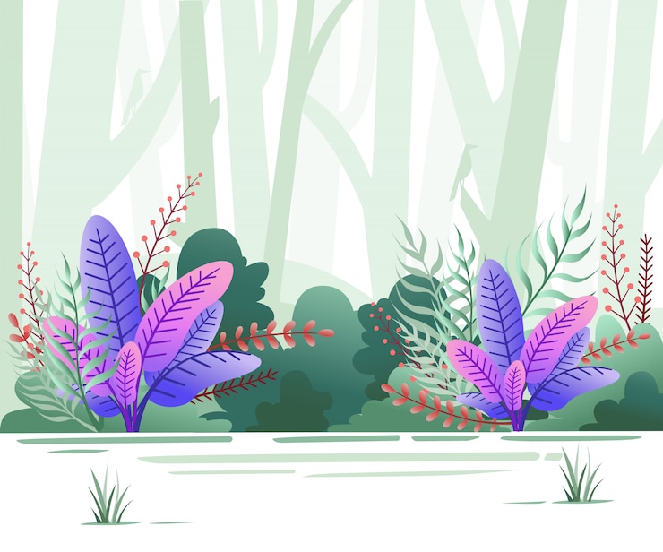 Wektor szablon tło zielony las natura eko. zielony las z drzewami i ptakami. ilustracja