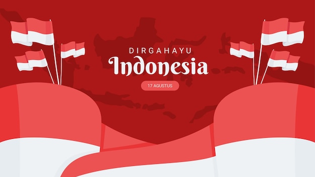 Szablon Transparent Dzień Niepodległości Indonezji Z Mapą Indonezji