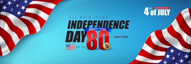 Szablon Transparent Reklamowy Promocyjny Sprzedaży Dnia Niepodległości Usa.