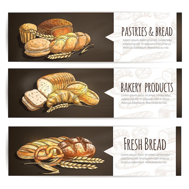 Plik wektorowy szablon transparent świeży chleb i wypieki piekarnia