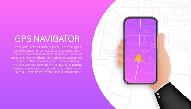 Szablon Transparentu Nawigacji Gps. Aplikacja Mapy Na Smartfona. Przypinka Mapy