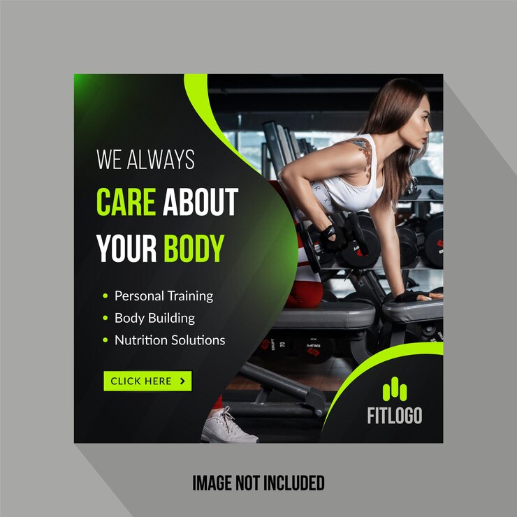 Szablon transparentu postu w mediach społecznościowych fitness