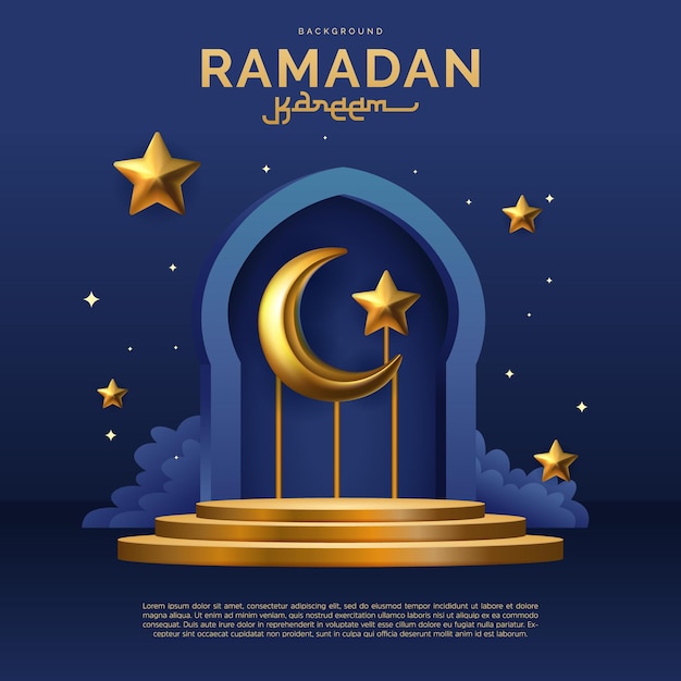 Plik wektorowy szablon transparentu ramadan kareem półksiężyc na bramie z wieloma gwiazdami w ilustracji wektorowych nocy