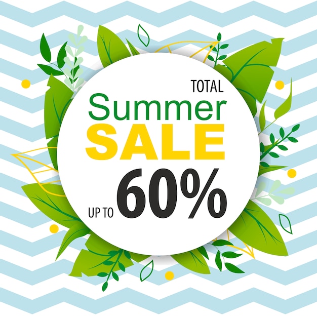 Plik wektorowy szablon transparentu summer sale do 60 procent banera reklamowego. skład ziołowy