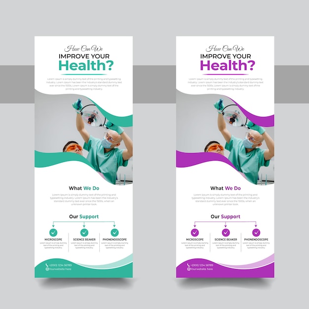 Plik wektorowy szablon transparentu zwijanego w zakresie opieki zdrowotnej i medycznej