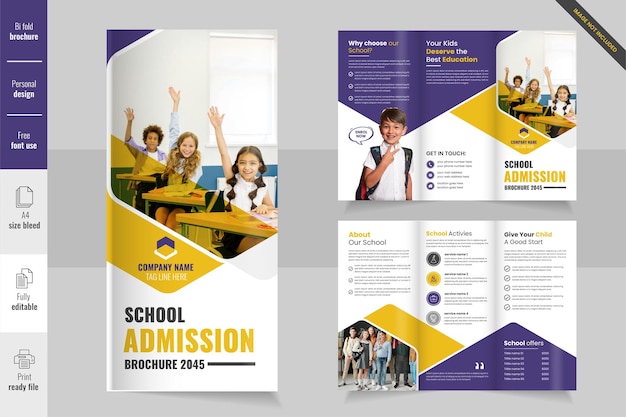 Szablon trzykrotnej broszury i ulotki szkolnej Profesjonalny projekt trzykrotnego ulotki