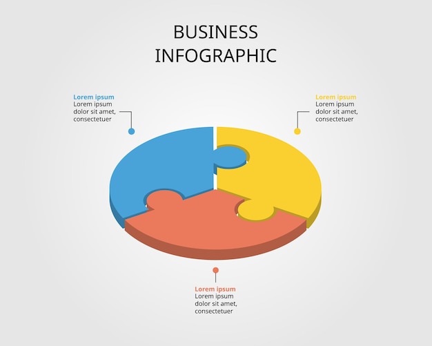 szablon układanki z numerem dla infografiki do prezentacji dla 3 elementów