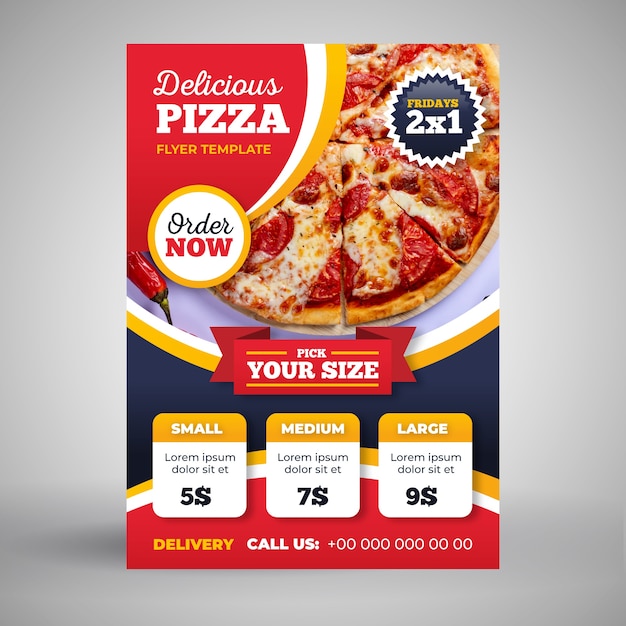 Szablon ulotki dostawa pizzy ze zdjęciem