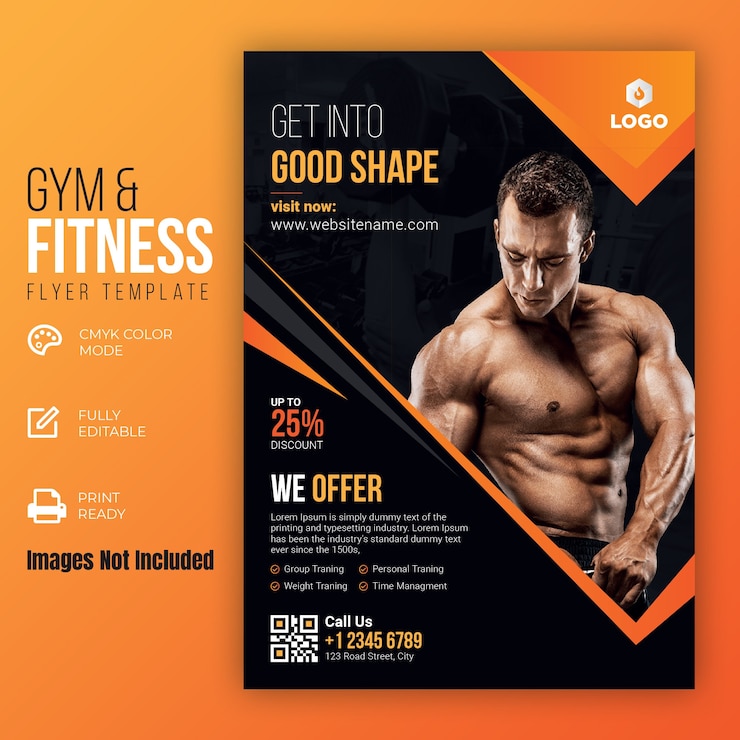 Wektor szablon ulotki gym & fitness