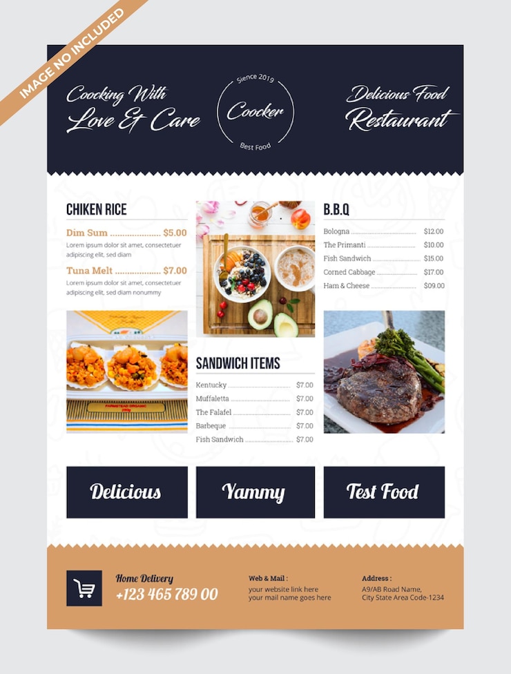 Wektor szablon ulotki menu restauracji