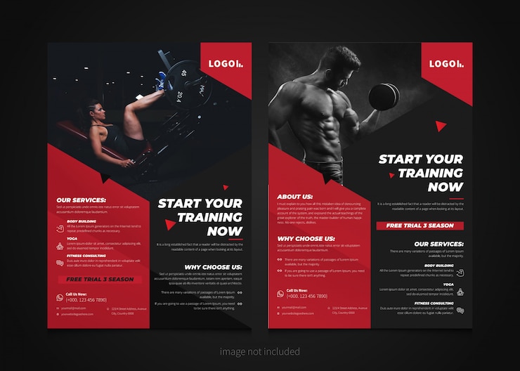 Wektor szablon ulotki siłowni fitness