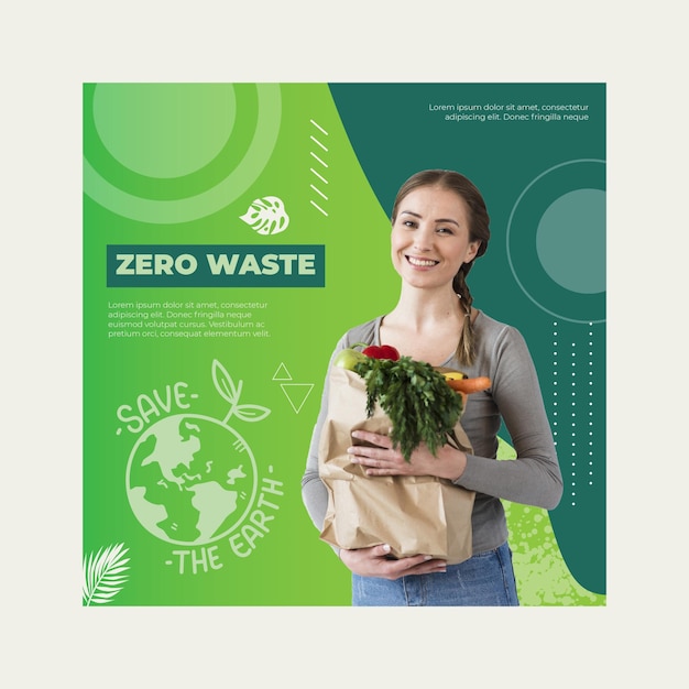 Plik wektorowy szablon ulotki zero waste