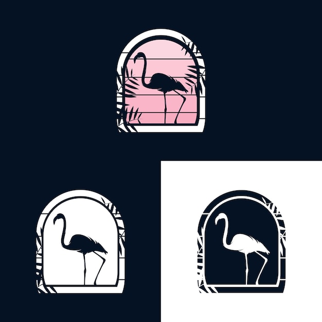 Szablon Wektor Ilustracja Logo Flamingo