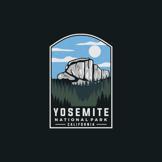 Szablon Wektor Parku Narodowego Yosemite. California State Park Godło Odznaka Graficzna Ilustracja.