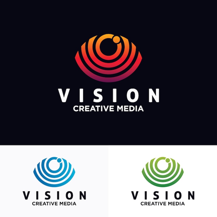 Wektor szablon wektor projektu logo oka. kolorowe ikony mediów. pomysł na koncepcję wizji.