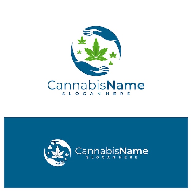 Szablon Wektora Logo Cannabis Care Kreatywne Koncepcje Projektowania Logo Konopi