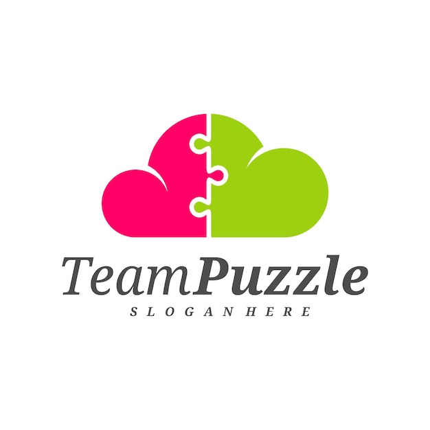 Szablon wektora logo Cloud Puzzle Etykieta wektorowa ilustracji puzzli Koncepcja projektowania ikon kreatywnych