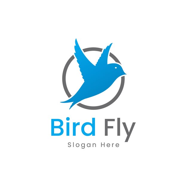 Szablon Wektora Logo Marki Bird Fly W Kolorze Niebieskim