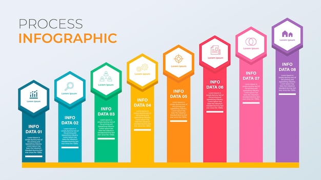 Szablon Wektora Ośmiu Kroków Infografiki 8 Elementów Procesu Infografiki