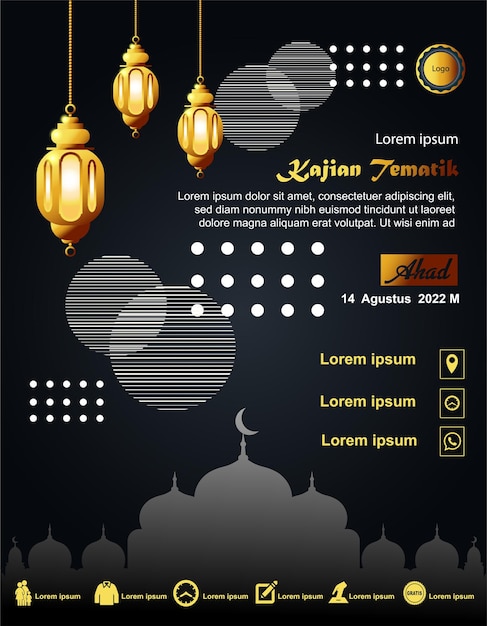 Plik wektorowy szablon wektora projektu islamskiego plakatu