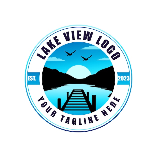 Plik wektorowy szablon wektora projektu logo jeziora i przygody