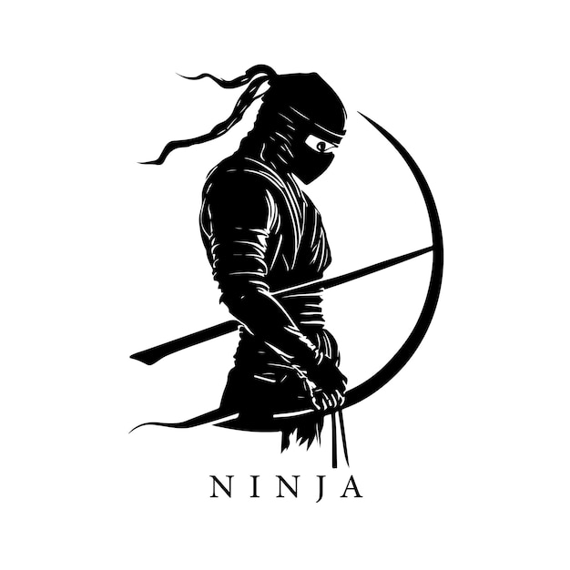 Plik wektorowy szablon wektorowy logo maskotki ninja kreatywne koncepcje projektowania logo ninja ilustracja wektorowa