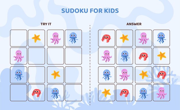 szablon wektorowy Sudoku dla dzieci