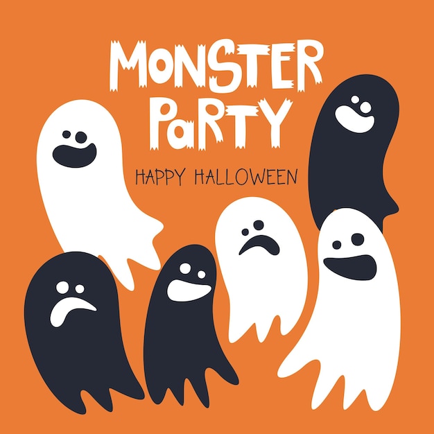 Szablon Wesołego Halloween Z Odręcznym Napisem Monster Party