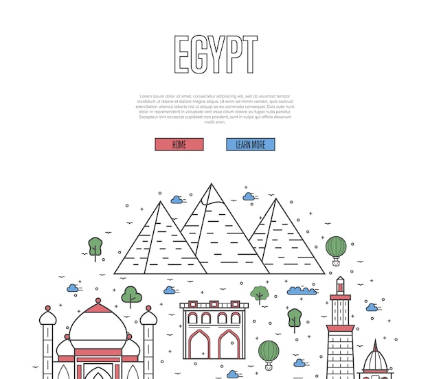 Szablon Wycieczki Po Egipcie W Stylu Liniowym
