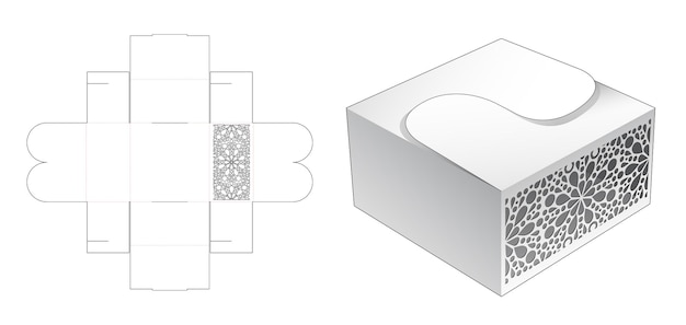 Szablon Wycinanego Pudełka Na Ciasto Z Szablonami I Makieta 3d