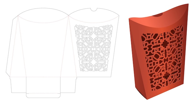 Szablon wycinany z kartonowych opakowań poduszek i makieta 3D
