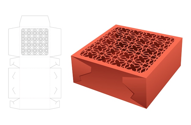 Szablon wycinany z pudełkiem i makieta 3D