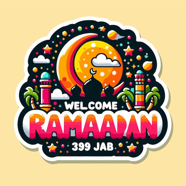 szablon wydruku naklejki z kartkami z okazji Ramadanu