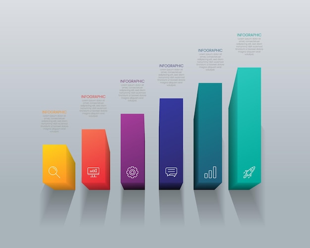 szablon wykresu paskowego infograficznego 3D