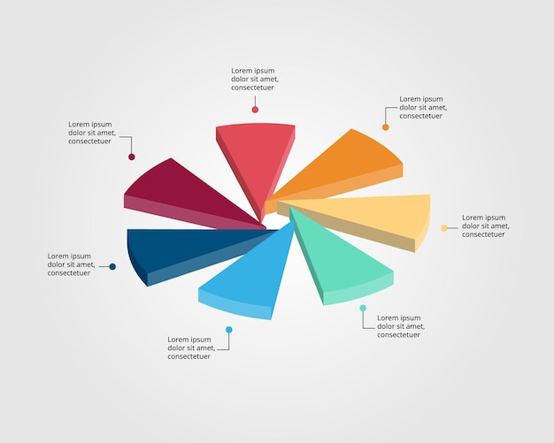 Szablon Wykresu Trójkątów Do Infografiki Do Prezentacji Dla 7 Elementów