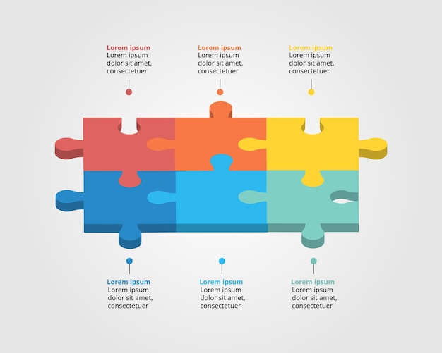 Szablon Wykresu Układanki Dla Infografiki Do Prezentacji Dla 6 Elementów