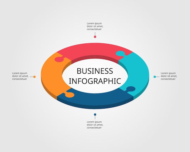 Szablon Wykresu Układanki Koło Do Infografiki Do Prezentacji Dla 4 Elementów