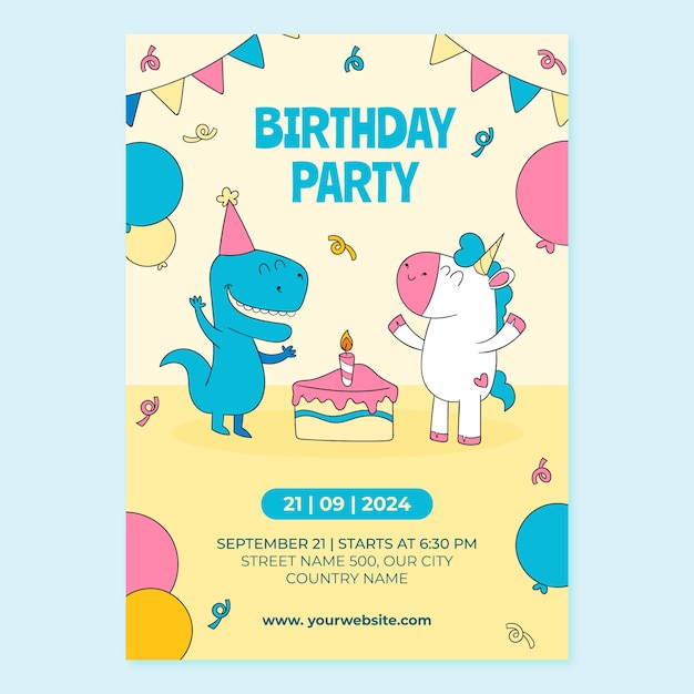 Plik wektorowy szablon zaproszenia na przyjęcie urodzinowe