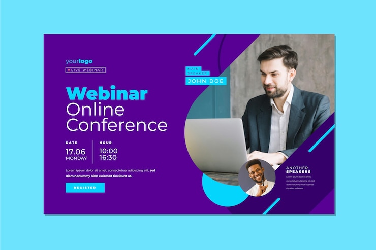 Wektor szablon zaproszenia na seminarium internetowe