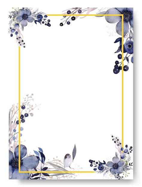 Plik wektorowy szablon zaproszenia ślubne z zestawem akwarelowych niebieskich kwiatów begonii dekoracja kwiatowa