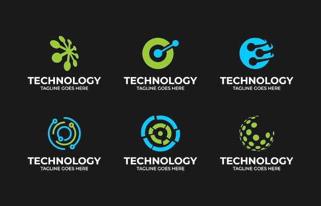 Szablon Zestawu Elementów Logo Technologii