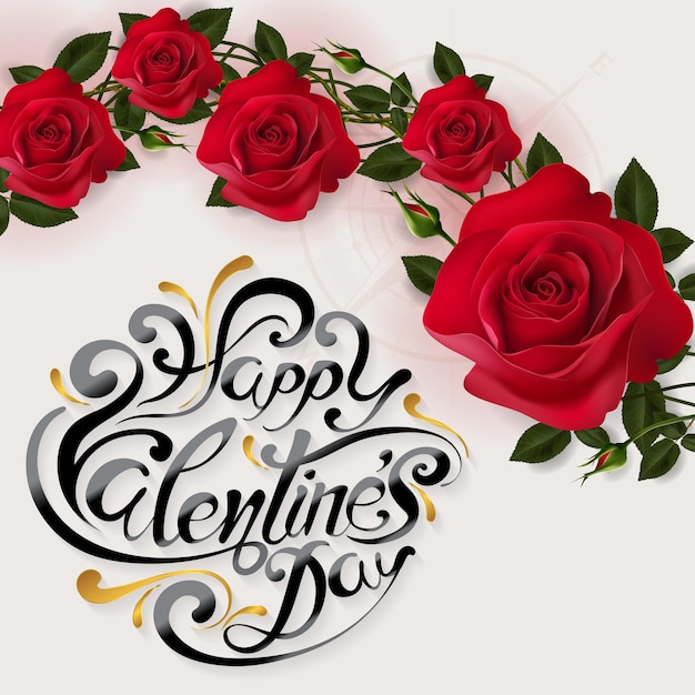 Plik wektorowy szablony kart okolicznościowych walentynki z realistycznymi piękną różą i sercem na kolor tła.