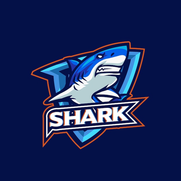 Szablony Logo Maskotki Rekina Wektorowego Dla Zespołów Sportowych I Gier Izolowanych