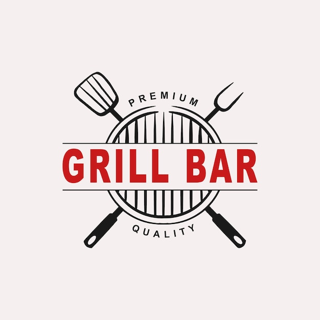 Szablony Logo Ręcznie Rysowane Gorący Grill Premium Wektorów