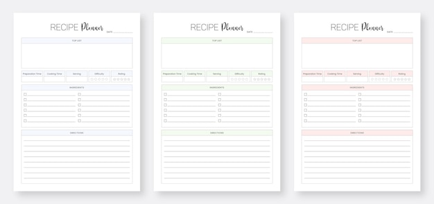 Szablony Planowania Kart Z Przepisami Minimalistyczny Szablon Kart Z Przepisami Planer Książek Z Przepisami Do Druku
