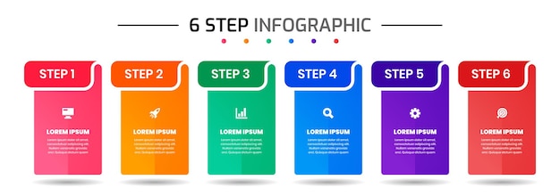 Szablony Projektów Elementów Infografiki Z Ikonami I 6 Krokami