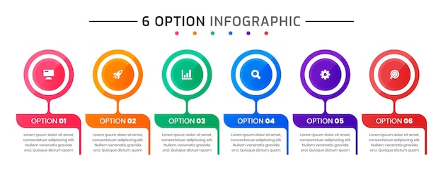 Szablony Projektów Elementów Infografiki Z Ikonami I 6 Opcjami, Odpowiednie Dla Przepływu Pracy Prezentacji